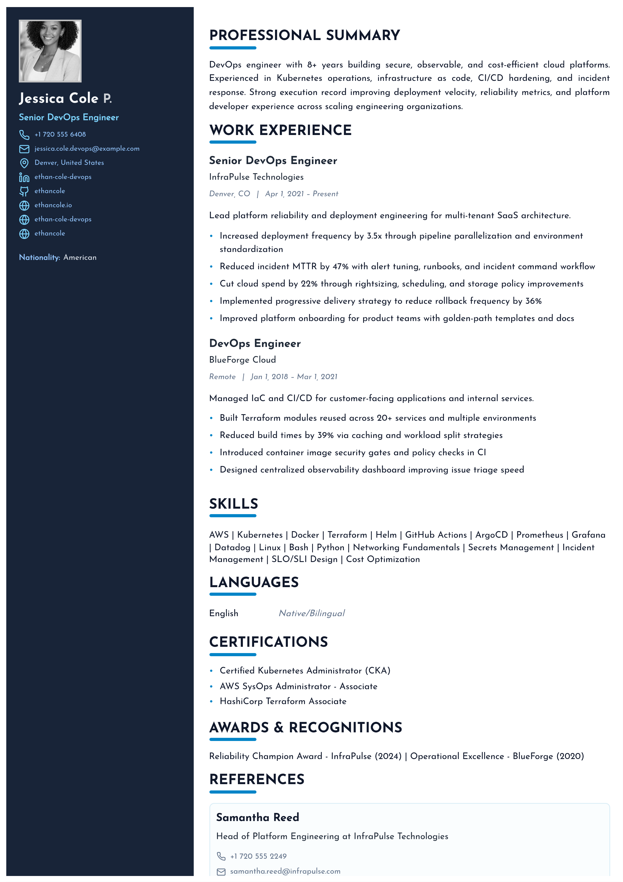 Professional resume on desk